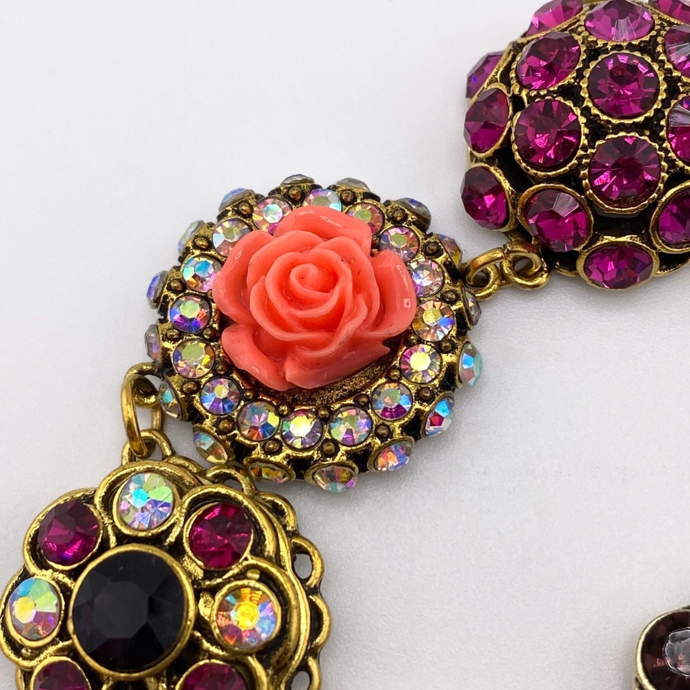 Gold Tone Rhinestone Floral Bracelet - Picture 8 of 10